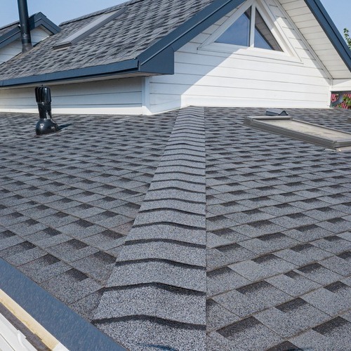 close-up of a shingle roofing system