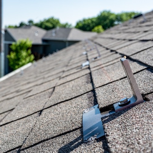 close-up of a shingle roofing system