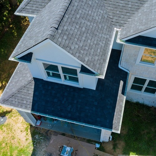 view from above of a shingle roof