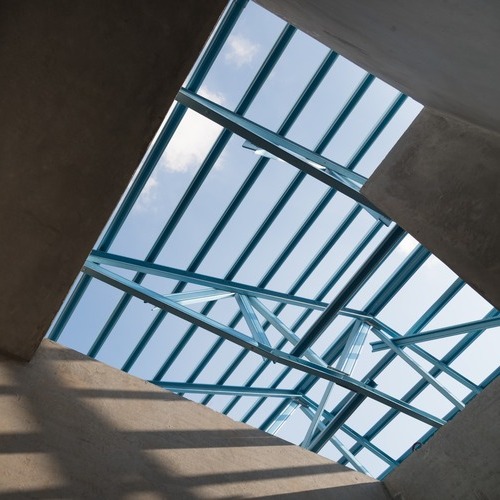 view from below of a skylight 
