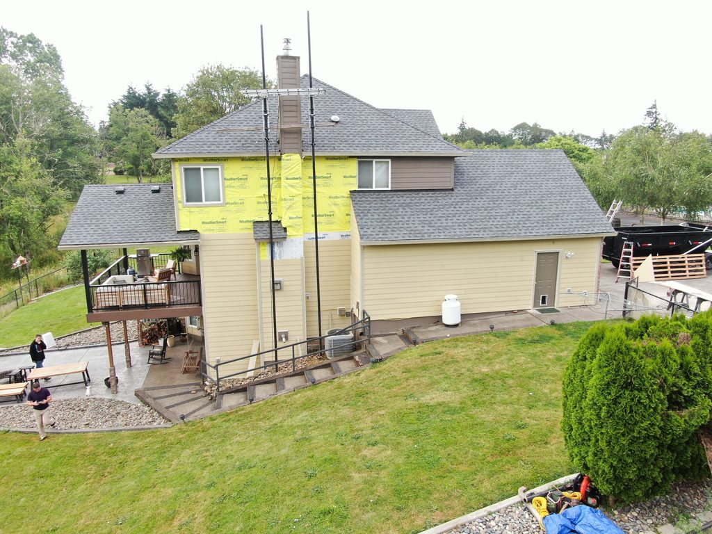 chimney repiar is comlete and siding is finally ready to continue
