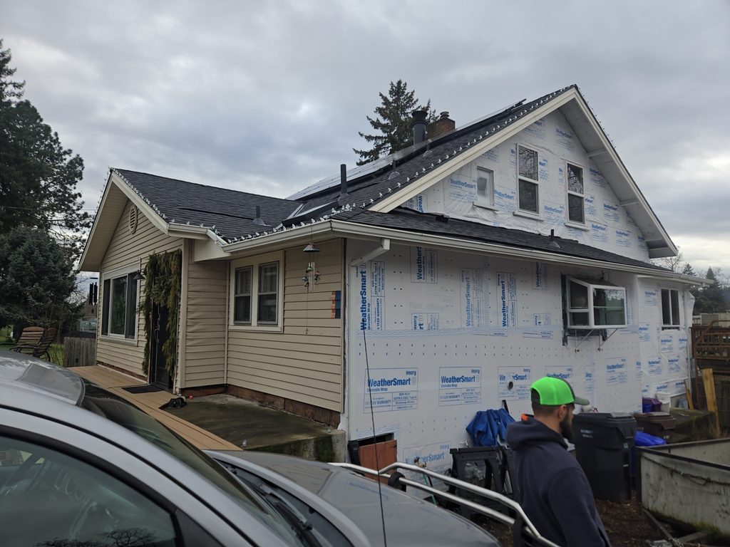 This is the front corner of the house before we started the project