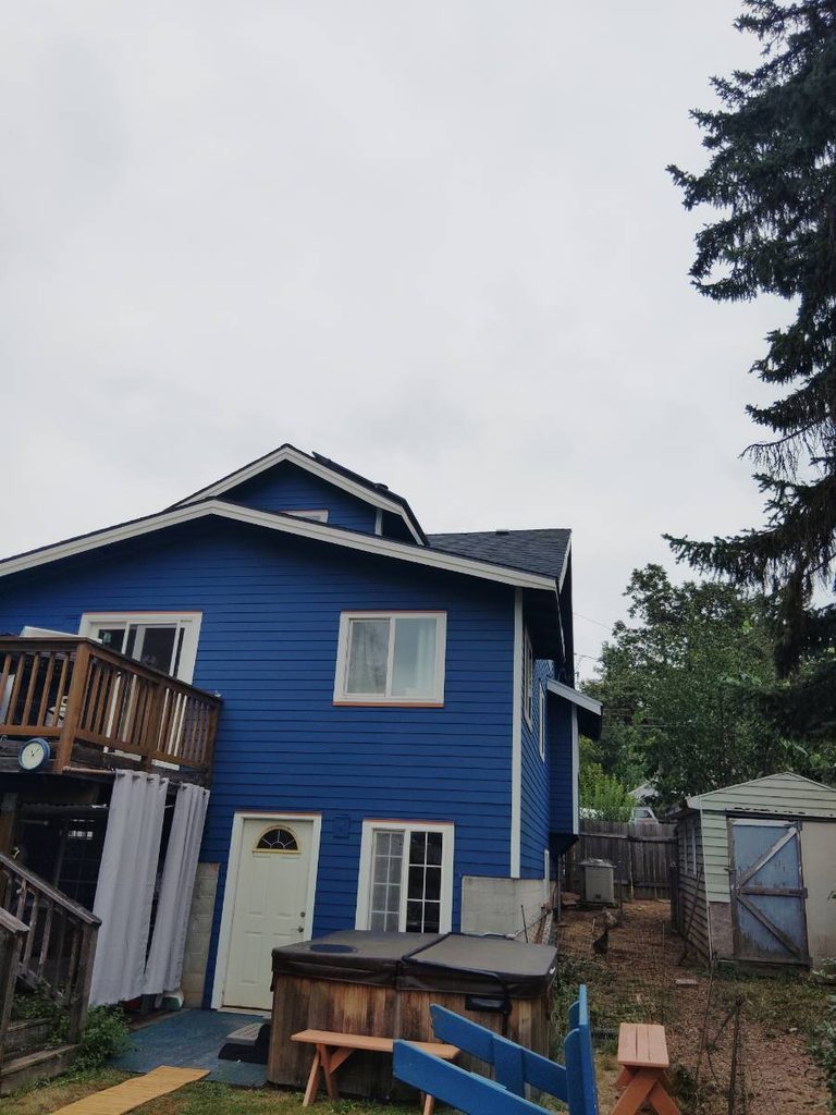 The customer finshed the paint all the way around his home
